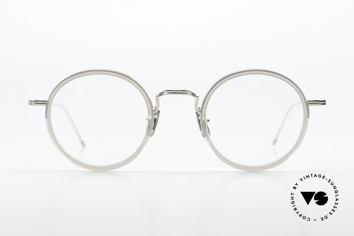 Thom Browne TBX906 Sehr Stilvolle Runde Fassung, Titanium-Fassung mit Azetat-Ringen, in Größe 46-25, Passend für Herren