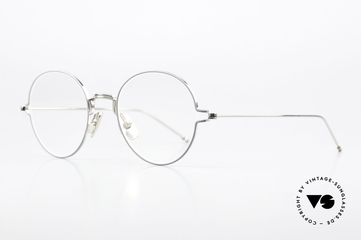 Thom Browne TBX915 Stilvolle Panto Herrenbrille, SLV-GRY = versilbert mit hellgrauem Fassungsrand, Passend für Herren