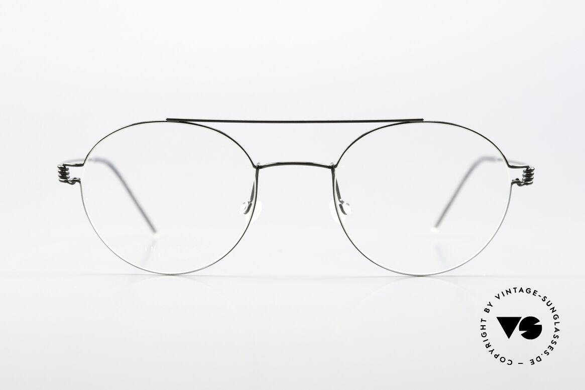 Lindberg Bruce 48 Air Titan Rim Feine Designerbrille Unisex, Pantobrille mit Oberbalken, col PU9: schwarz poliert, Passend für Herren und Damen
