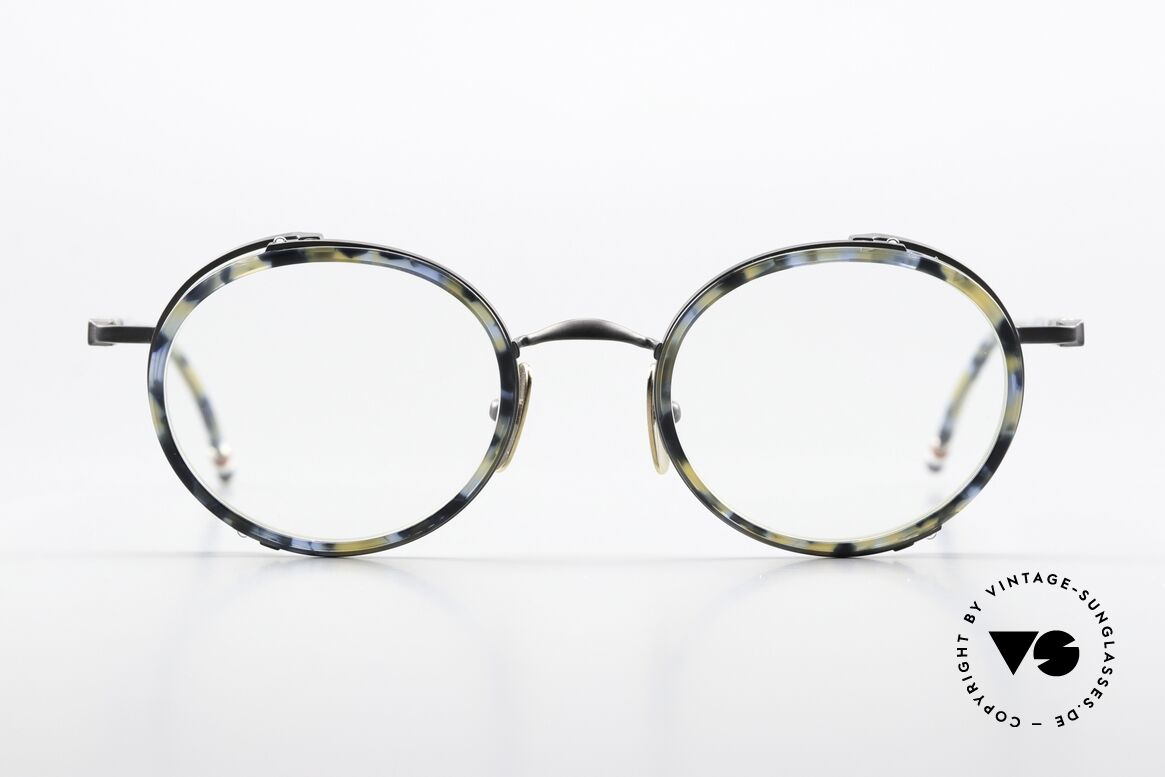 Thom Browne TBX813 Runde Fassung Navy Black, Titanium-Fassung mit Azetat-Ringen, in Größe 49-23, Passend für Herren
