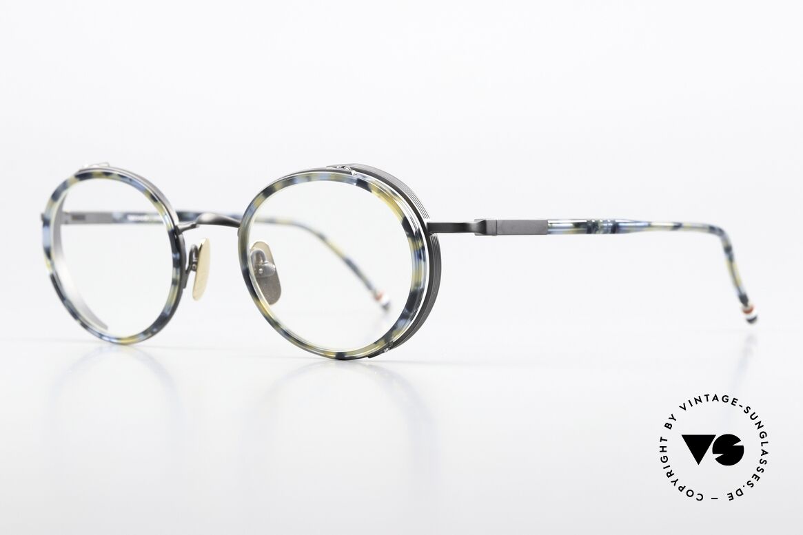 Thom Browne TBX813 Runde Fassung Navy Black, wirklich stilvoll & in Spitzenqualität, made in Japan, Passend für Herren
