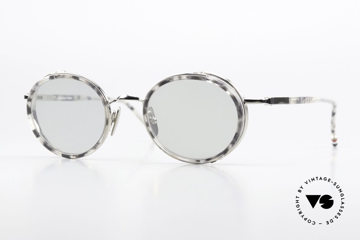 Thom Browne TBS813 Entspiegelte Sonnengläser, Thom Browne Sonnenbrille, TBS813-49-03, GRY SLV, Passend für Herren