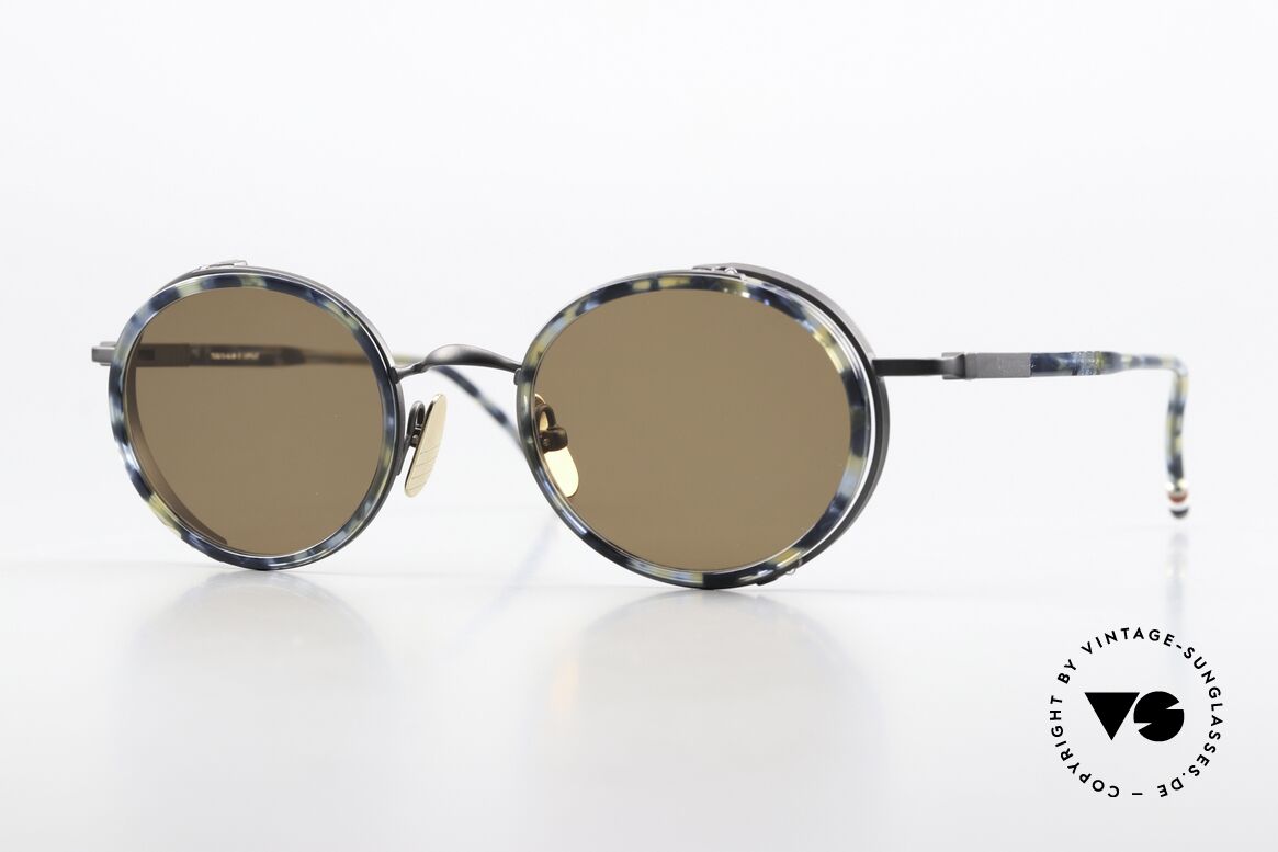 Thom Browne TBS813 Stilvolle Runde Sonnenbrille, Thom Browne Sonnenbrille, TBS813-49-02, NVY BLK, Passend für Herren
