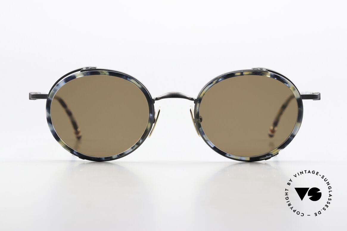 Thom Browne TBS813 Stilvolle Runde Sonnenbrille, Titanium-Fassung mit Azetat-Ringen, in Größe 49-23, Passend für Herren