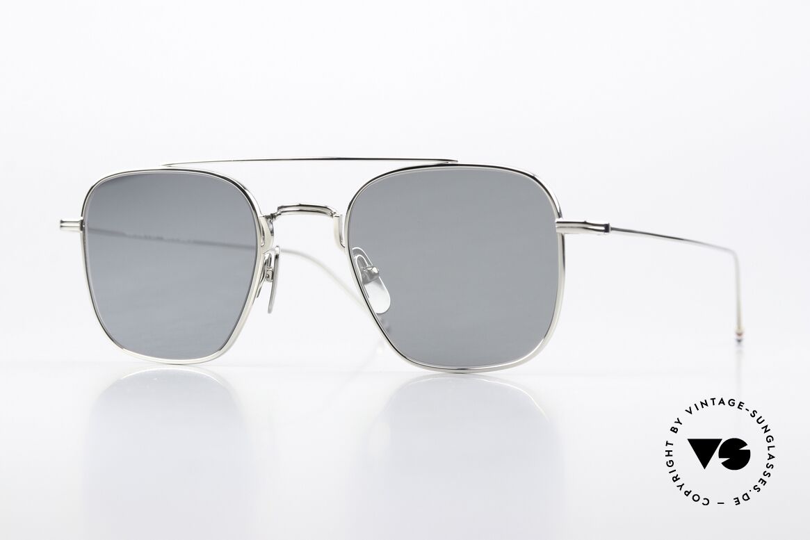 Thom Browne TBS907 Silber Verspiegelte Gläser, rare Thom Browne Sonnenbrille, TBS907-50-02, SLV, Passend für Herren