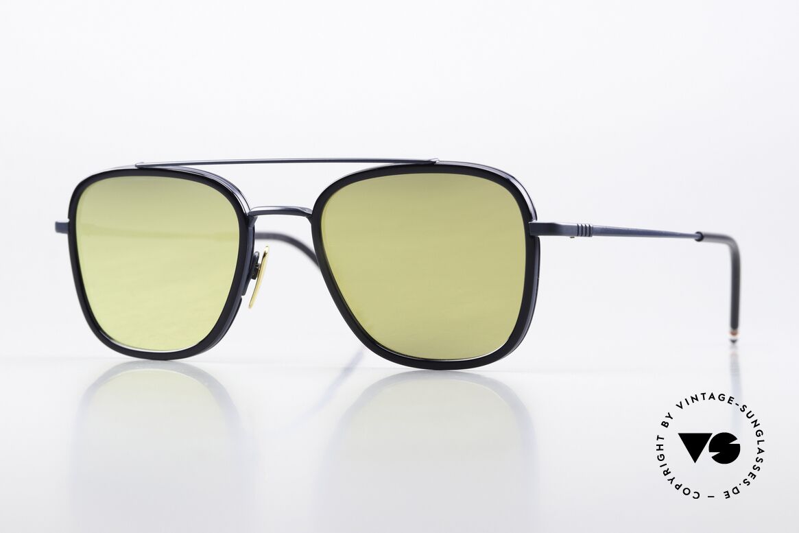Thom Browne TBS800 Gold Verspiegelte Gläser, rare Thom Browne Sonnenbrille, TBS800-E-NVY-51, Passend für Herren