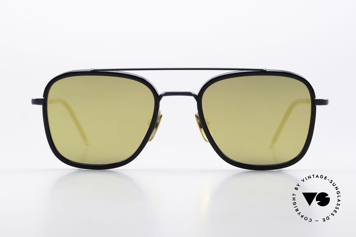 Thom Browne TBS800 Gold Verspiegelte Gläser, Titanium-Fassung mit Azetat-Ringen; Größe 51-20, Passend für Herren