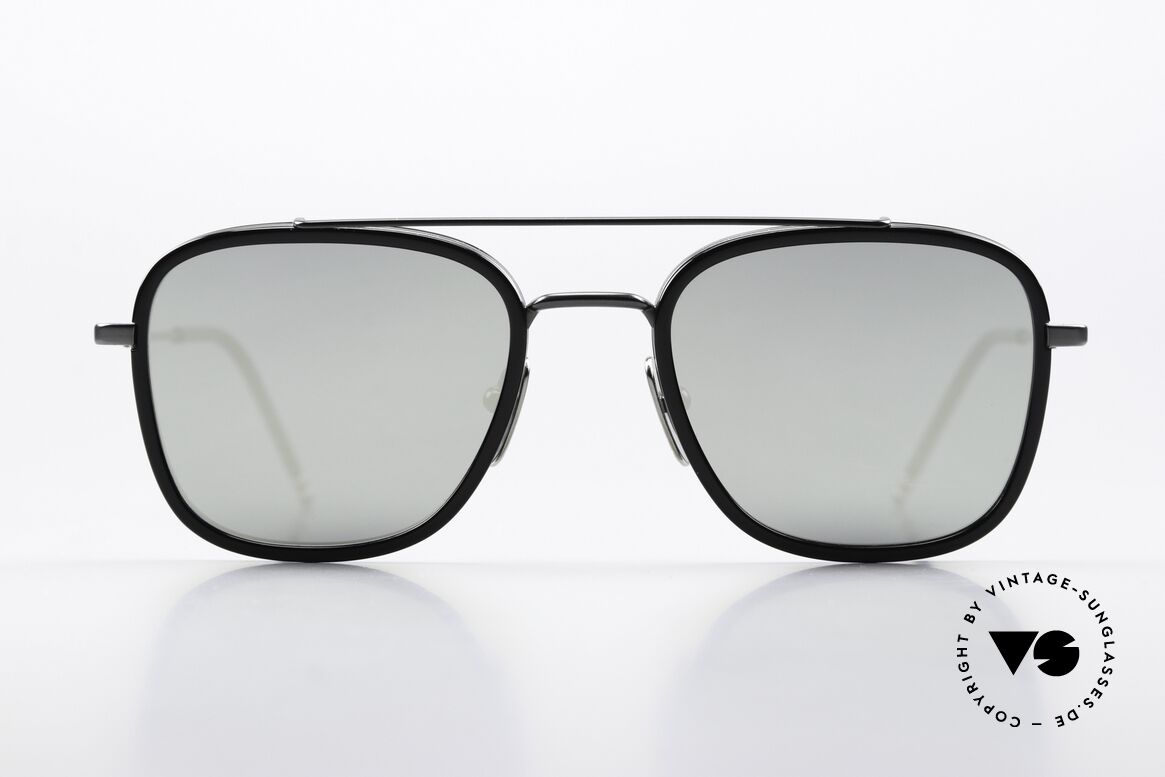 Thom Browne TBS800 Silber Verspiegelte Gläser, rare Thom Browne Sonnenbrille, TBS800-F-BLK-51, Passend für Herren