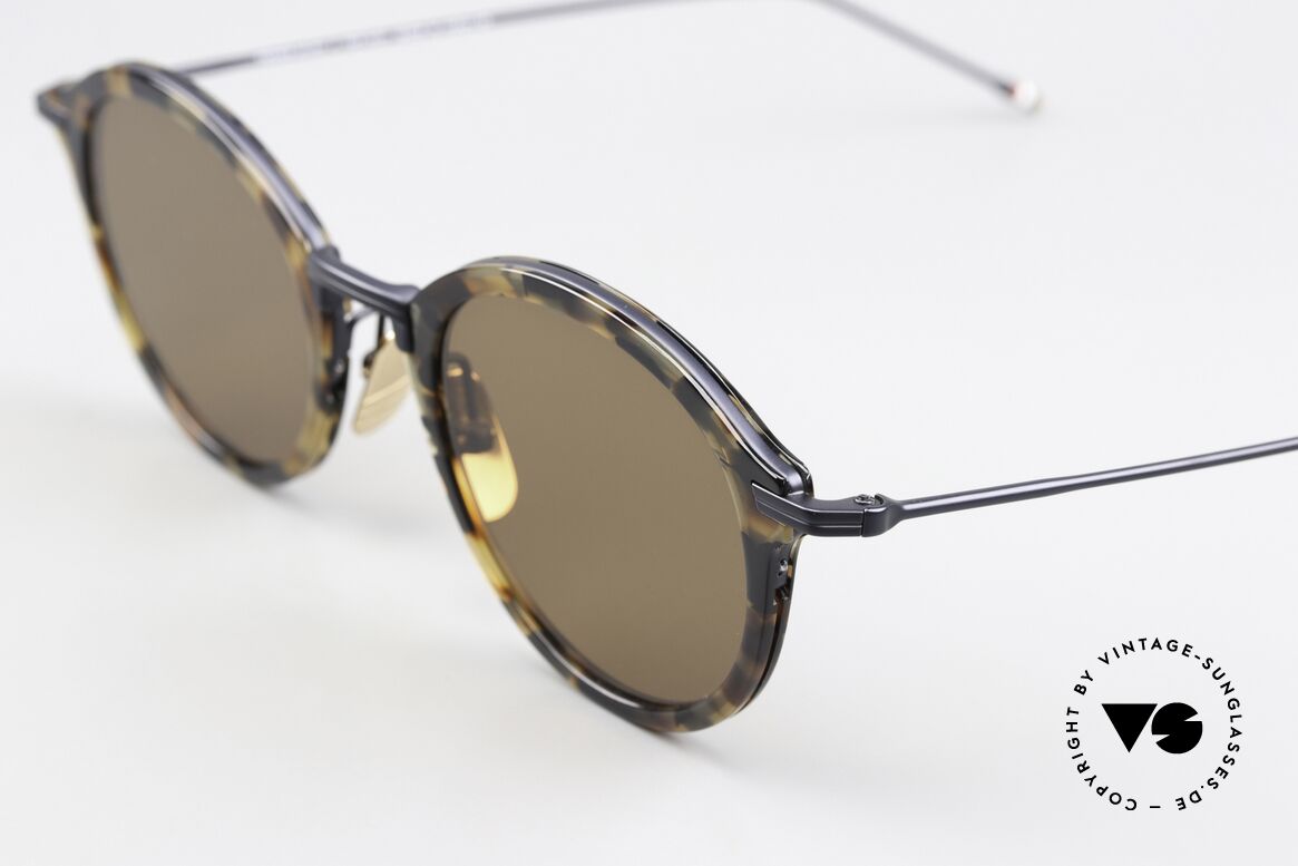 Thom Browne TBS908 Stilvolle Panto Sonnenbrille, entspiegelte Sonnengläser in Braun-Tönung, 100% UV, Passend für Herren