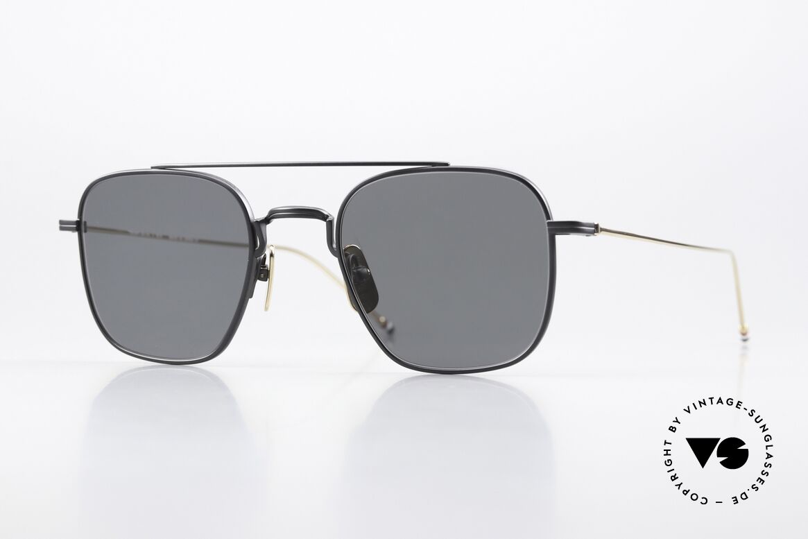 Thom Browne TBS907 Herrenbrille Schwarz Gold, rare Thom Browne Sonnenbrille, TBS907-50-04, BLK, Passend für Herren