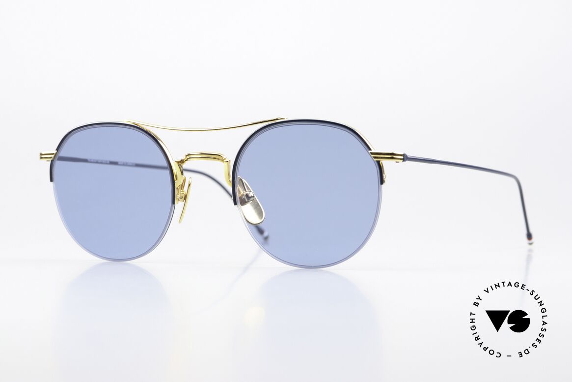 Thom Browne TB903 Titansonnenbrille Halbrand, Thom Browne Sonnenbrille; TB903-B-NVY-GLD-49, Passend für Herren