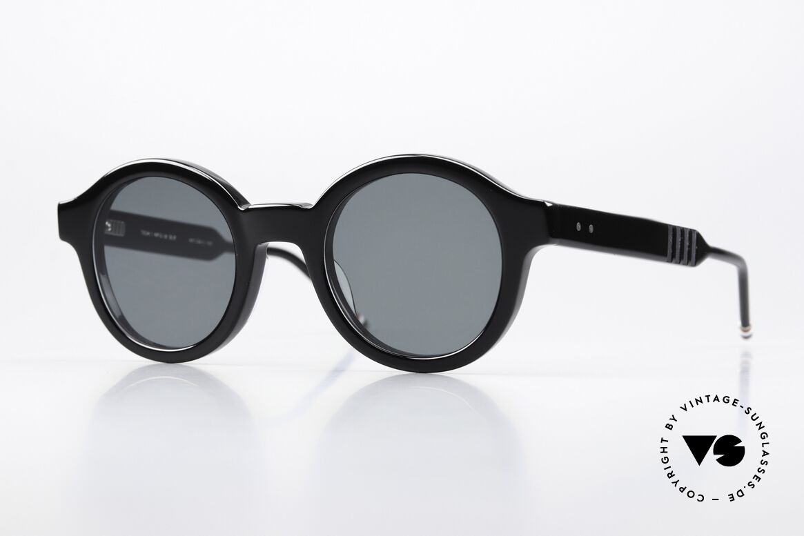 Thom Browne TBS411 Runde Azetat Sonnenbrille, Thom Browne Sonnenbrille TBS411-47-01, col. BLK, Passend für Herren