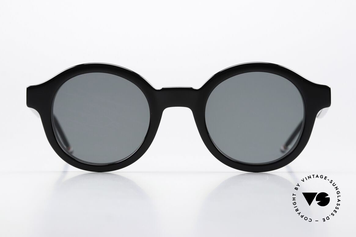 Thom Browne TBS411 Runde Azetat Sonnenbrille, runde Azetat-Fassung, klassisch schwarz; Gr. 47-24, Passend für Herren