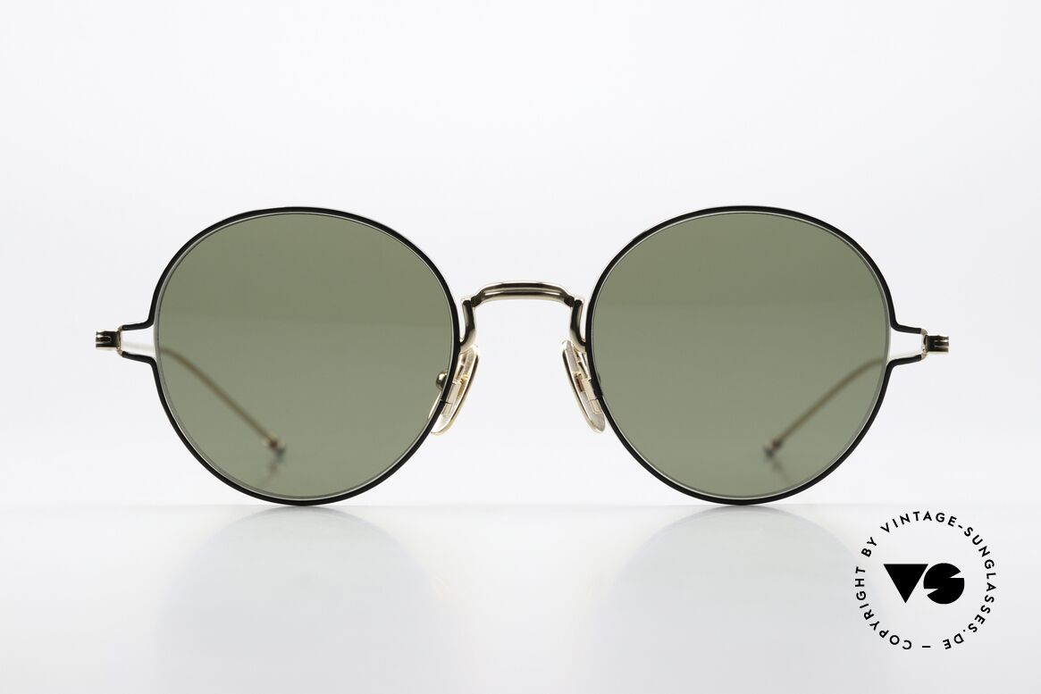 Thom Browne TBS915 Stilvolle Panto Sonnenbrille, Titanium-Fassung, color GLD-BLK, Größe 50/21, 145, Passend für Herren