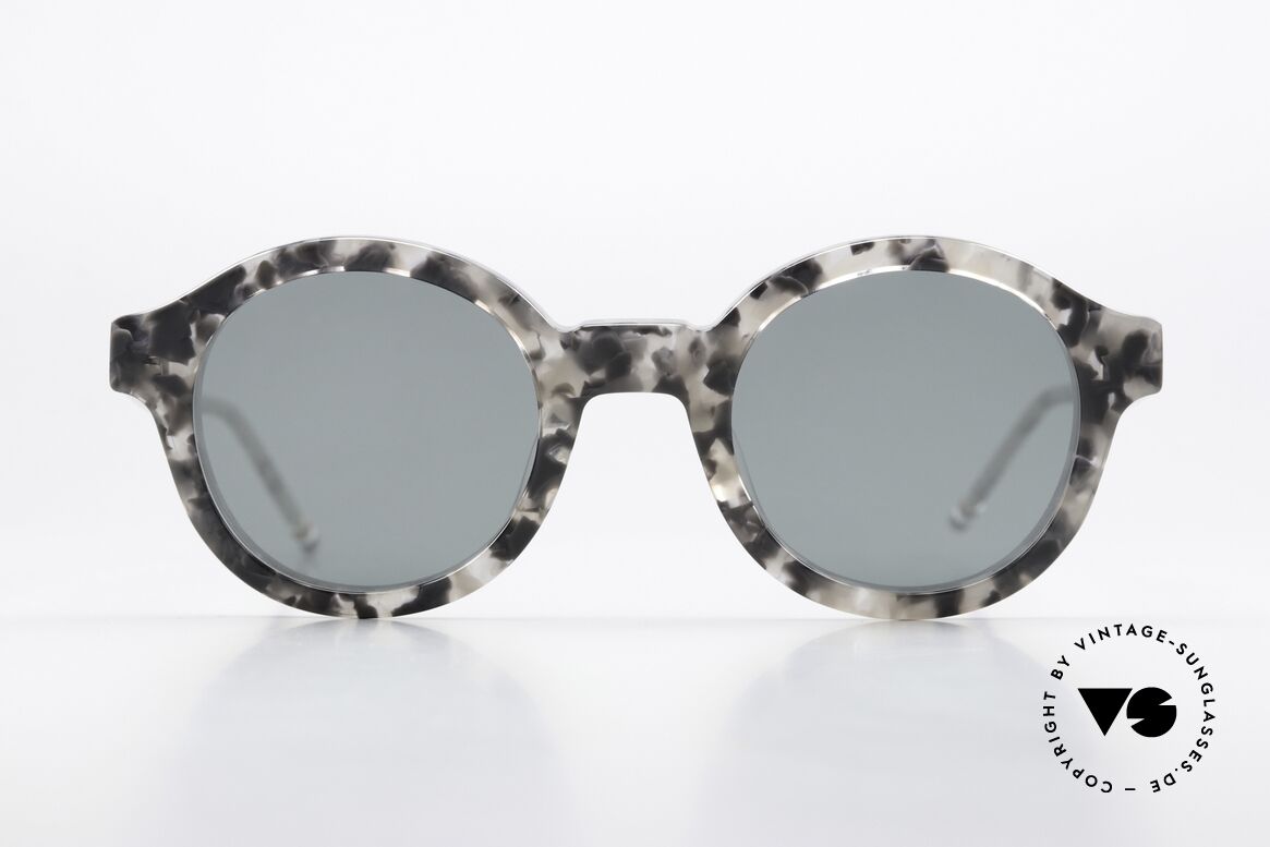 Thom Browne TBS411 Azetat Sonnenbrille Rund, runde Azetat-Fassung, grau marmoriert; Größe 47-24, Passend für Herren