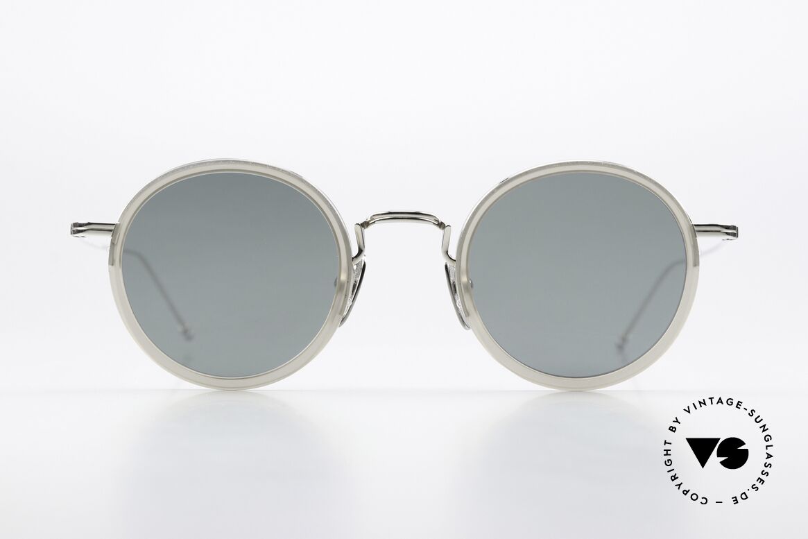 Thom Browne TBS906 Sonnenbrille Rund Entspiegelt, Titanium-Fassung mit Azetat-Ringen, in Größe 46-25, Passend für Herren