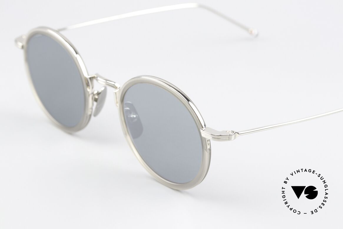 Thom Browne TBS906 Sonnenbrille Rund Entspiegelt, entspiegelte Sonnengläser in Grau-Tönung, 100% UV, Passend für Herren