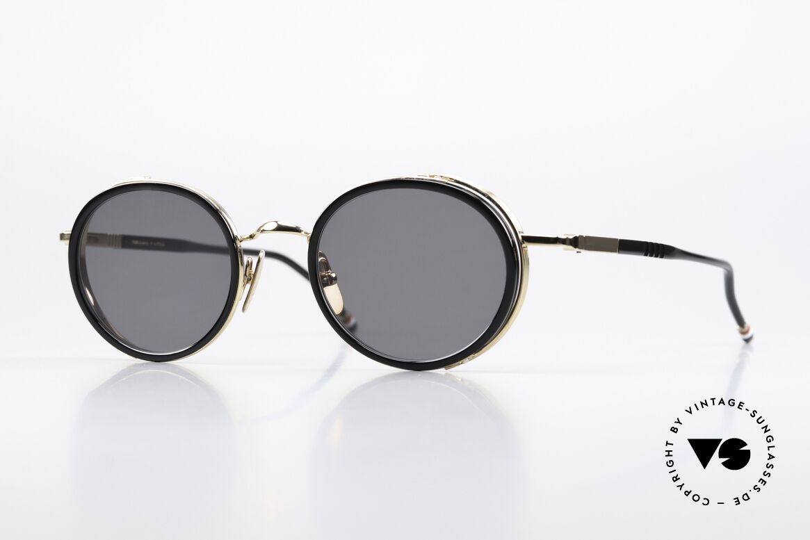 Thom Browne TBS813 Stilvolle Sonnenbrille Black, Thom Browne Sonnenbrille, TBS813-49-01, BLK GLD, Passend für Herren