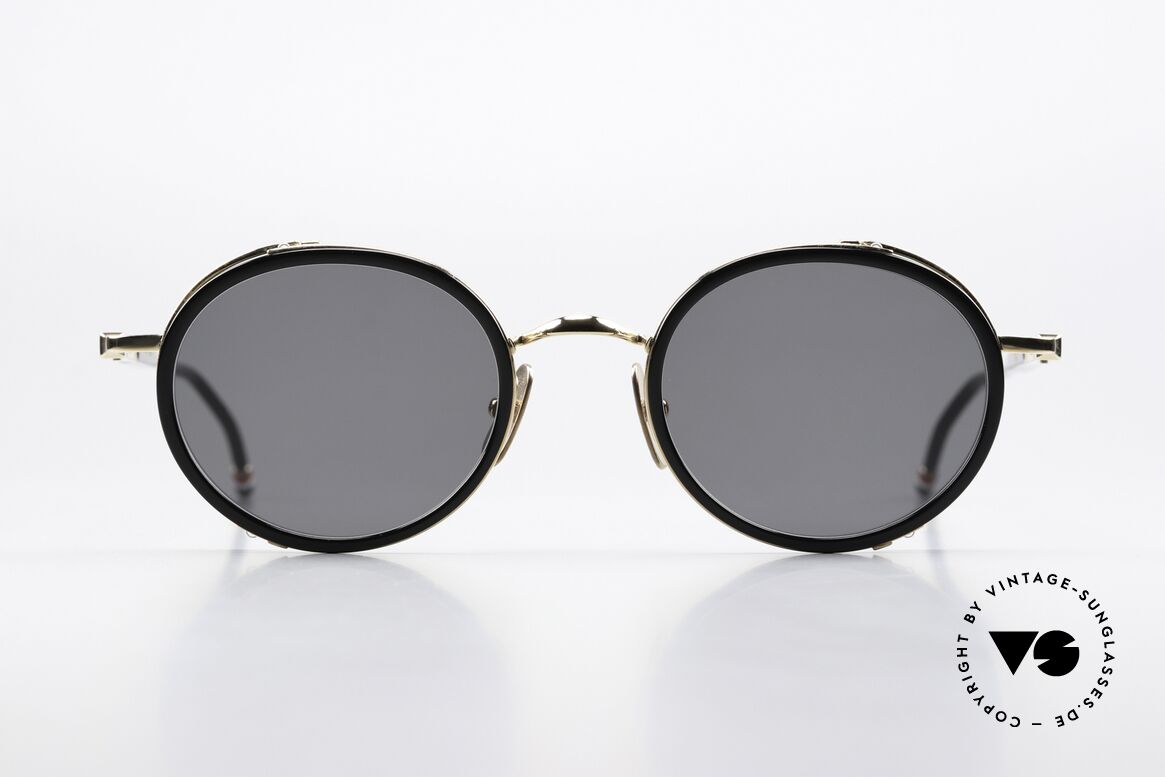 Thom Browne TBS813 Stilvolle Sonnenbrille Black, Titanium-Fassung mit Azetat-Ringen, in Größe 49-23, Passend für Herren