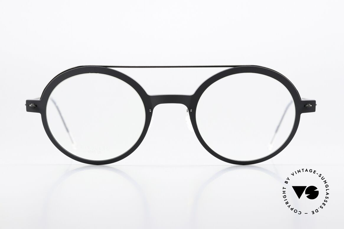 Lindberg 6543 50 NOW Schwarze Titaniumbrille, Modell 6543 in XL Größe 50/24 in klassischer Farbe, Passend für Herren und Damen
