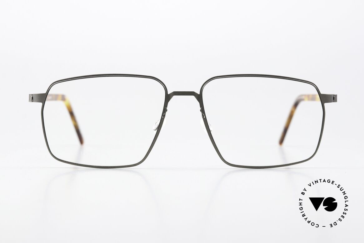 Lindberg 9635 Strip Titanium Version Mit Azetatbügeln, unisex Modell 9635, Größe 56/15, grau und schildpatt, Passend für Herren und Damen