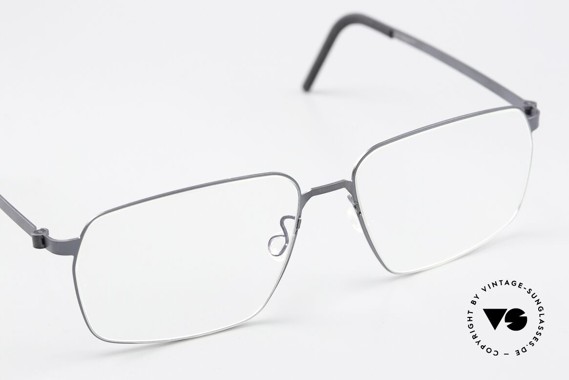 Lindberg 9635 Strip Titanium Titanbrille Blaugrau Matt, ungetragenes Designerstück + orig. Lindberg Hartetui, Passend für Herren und Damen
