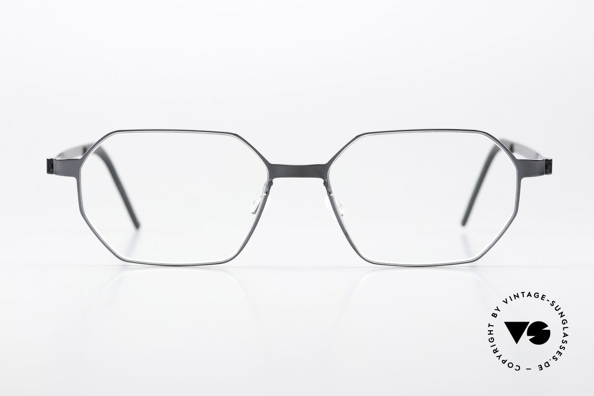 Lindberg 9634 Strip Titanium Blaugrau Polierter Rahmen, markante LINDBERG Strip Titanium Designer-Fassung, Passend für Herren und Damen
