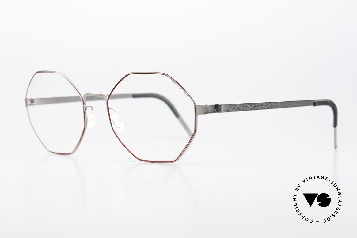 Lindberg 9609 Strip Titanium Damenbrille In Silber Rot, federleicht und dennoch sehr stabil und sehr langlebig, Passend für Damen
