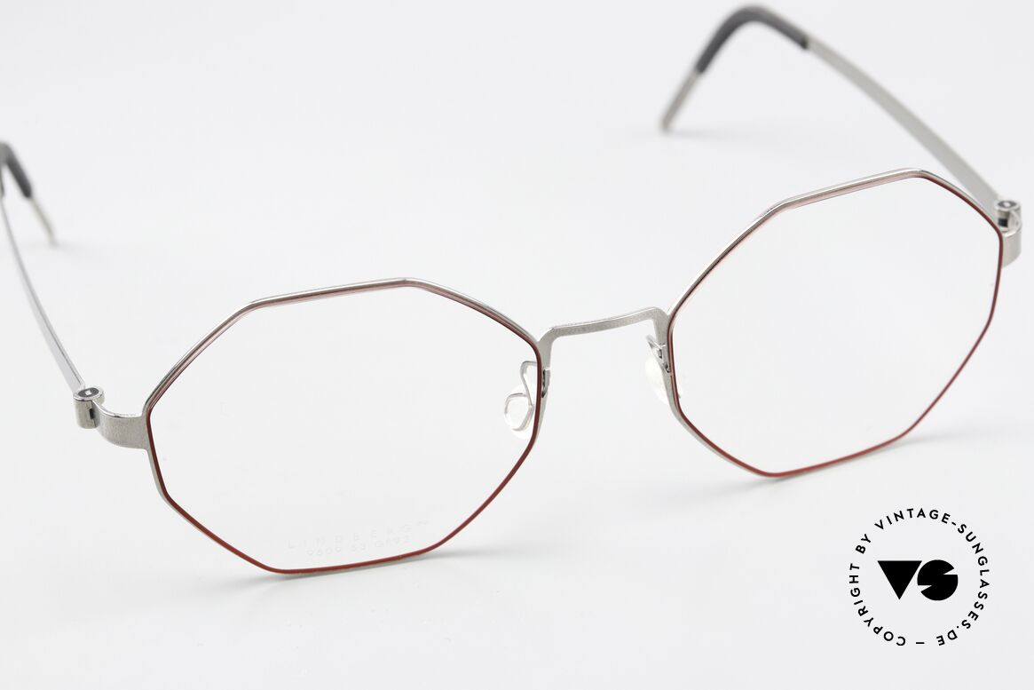Lindberg 9609 Strip Titanium Damenbrille In Silber Rot, ungetragenes Designerstück + orig. Lindberg Hartetui, Passend für Damen