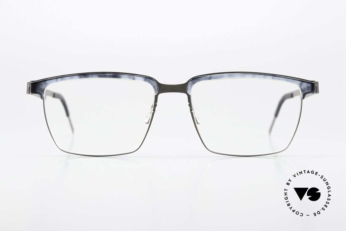 Lindberg 9841 Strip Titanium Eckige Brille Für Herren, Titan-Fassung mit Azetat-Oberrand = "Kombibrille", Passend für Herren