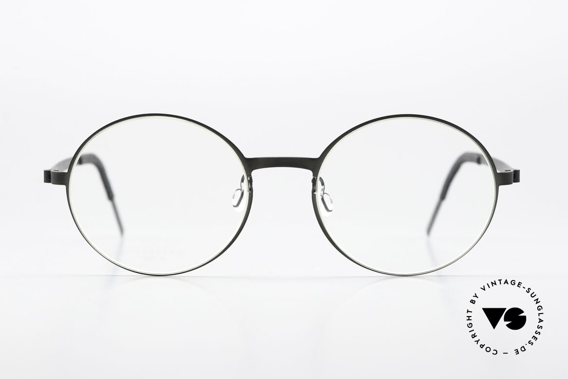 Lindberg 9580 Strip Titanium Designerbrille Mattschwarz, runde Damen- und Herrenbrille, Strip Titanium Serie, Passend für Herren und Damen