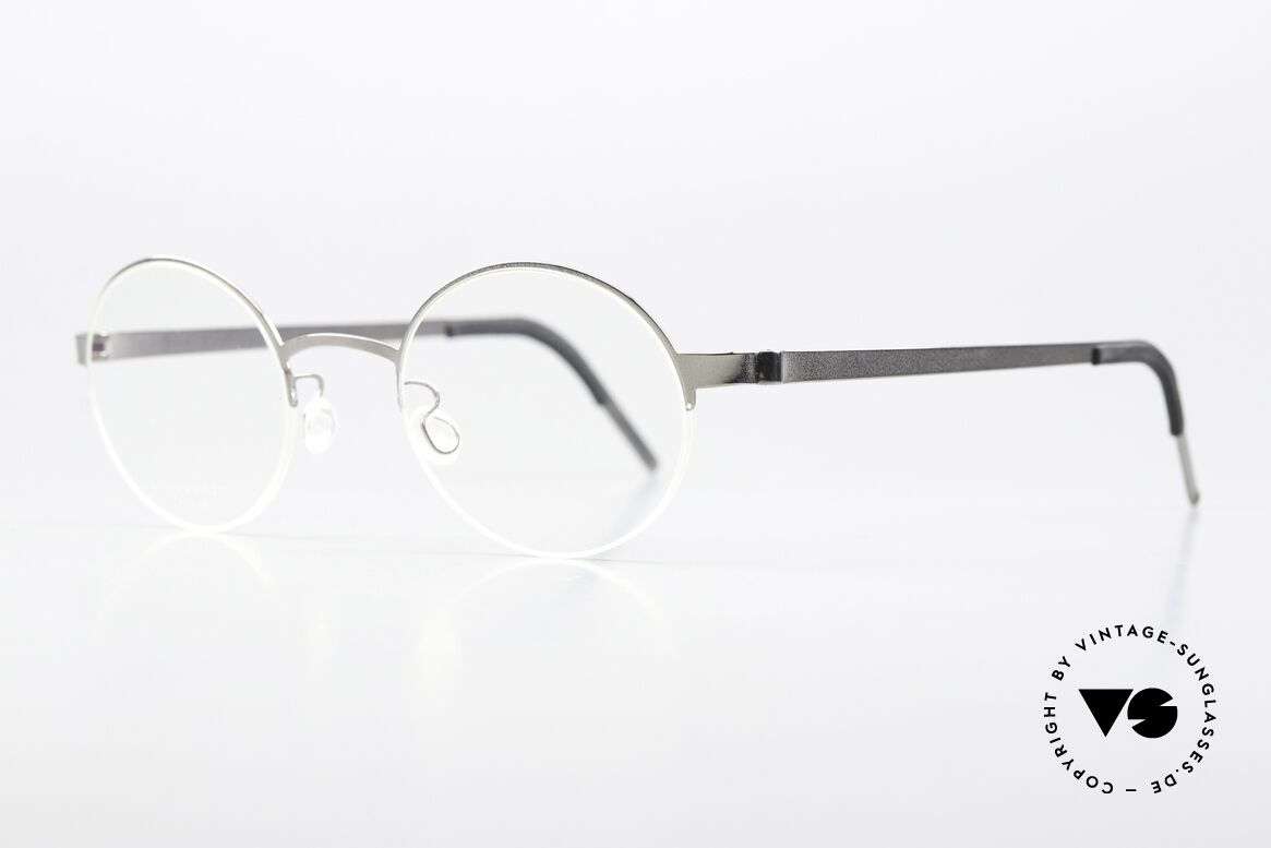Lindberg 7413 Strip Titanium Runde Nylorbrille Silber, halb rahmenlos (Nylor-Faden) col. P10: silber poliert, Passend für Herren und Damen
