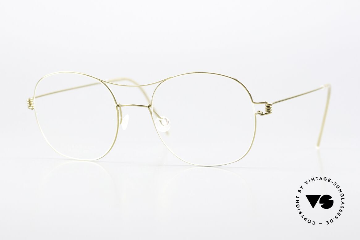 Lindberg Rasmus 47 Air Titan Rim Titan Brille Gold Glänzend, klassische Lindberg Brille aus der Air Titanium Serie, Passend für Herren und Damen