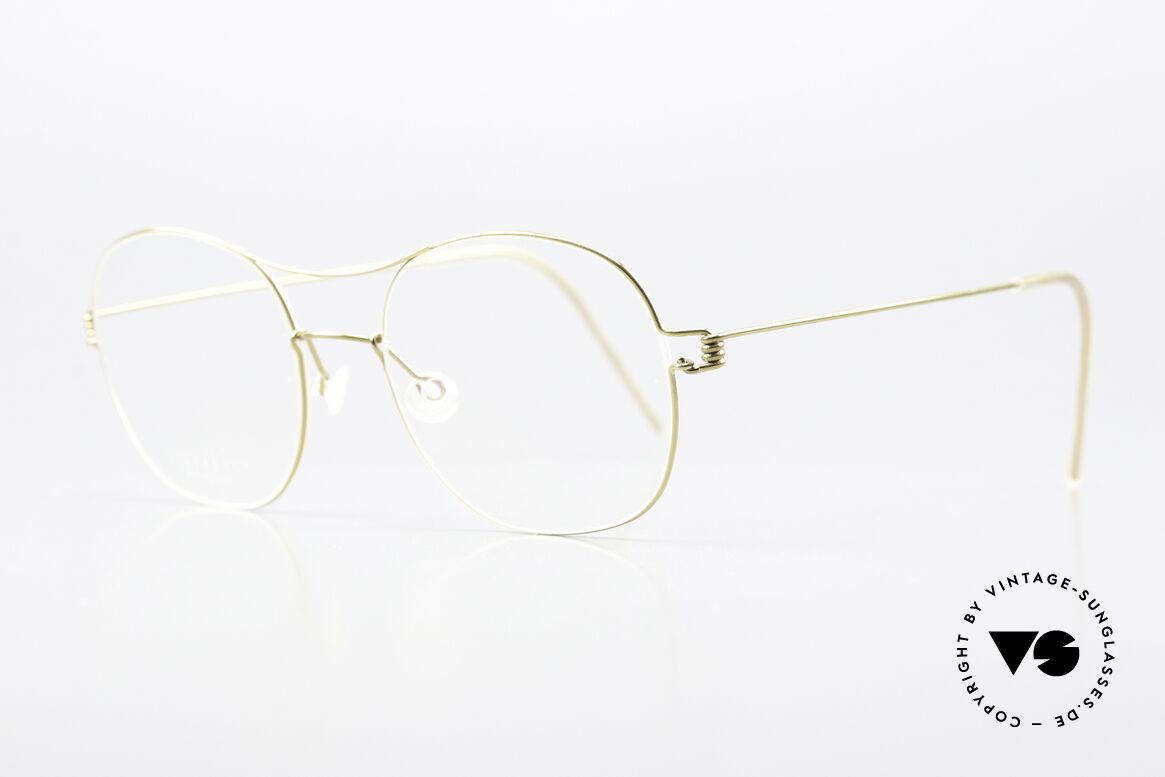 Lindberg Rasmus 47 Air Titan Rim Titan Brille Gold Glänzend, sehr elegante Designer-Brille für Damen und Herren, Passend für Herren und Damen