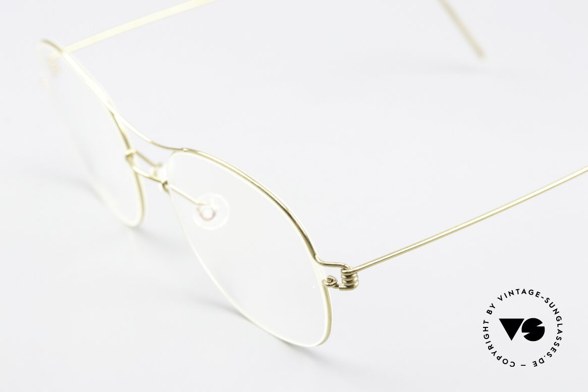 Lindberg Rasmus 47 Air Titan Rim Titan Brille Gold Glänzend, hochwertig, stilvoll & innovativ = Prädikat "VINTAGE", Passend für Herren und Damen