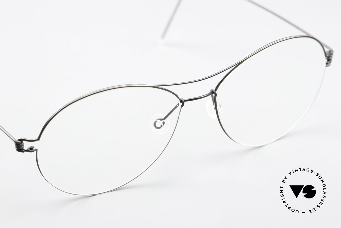 Lindberg April Air Titan Rim Titanium Brille Mattschwarz, ungetragenes Designerstück + orig. Lindberg Magnet-Etui, Passend für Damen