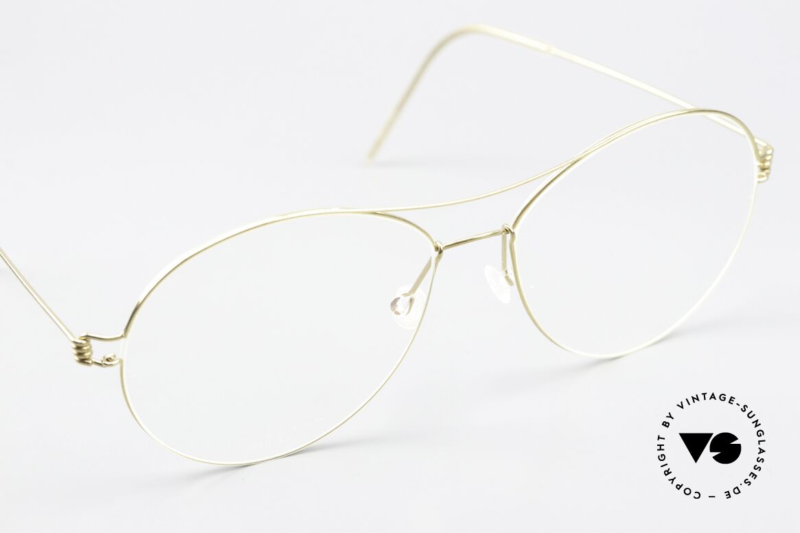 Lindberg April Air Titan Rim Titan Brille Gold Glänzend, ungetragenes Designerstück + orig. Lindberg Magnet-Etui, Passend für Damen