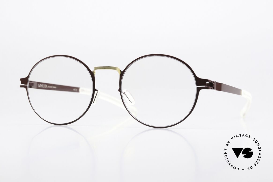 Mykita Ninni Runde Brille Burgundy Gold, Mykita Brille, Modell Ninni, Größe 48-19, Color 164, Passend für Herren und Damen