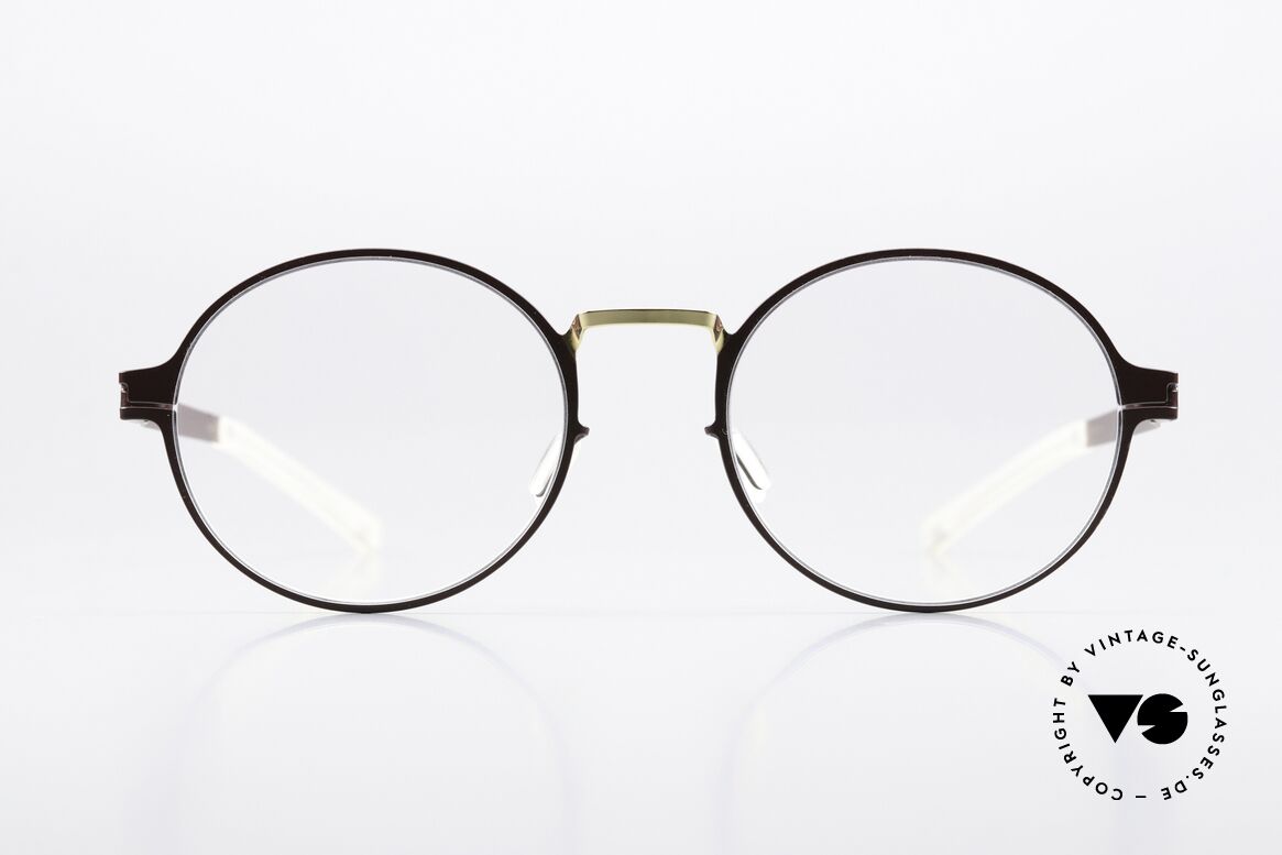 Mykita Ninni Runde Brille Burgundy Gold, Brille der Decades-Kollektion (2012 - 2014 gefertigt), Passend für Herren und Damen