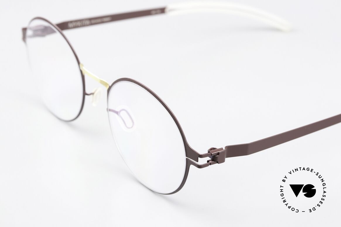 Mykita Ninni Runde Brille Burgundy Gold, wohlbekannte Spitzenqualität; handmade in Germany, Passend für Herren und Damen