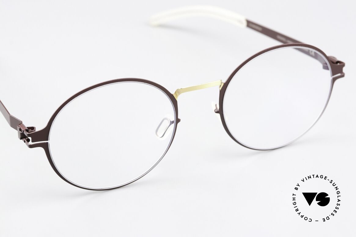 Mykita Ninni Runde Brille Burgundy Gold, ungetragenes Modell mit original Mykita Verpackung, Passend für Herren und Damen