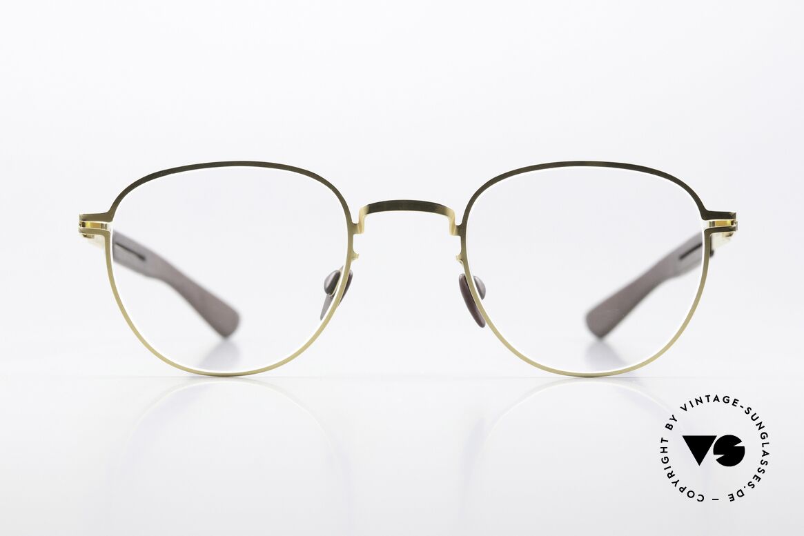 Mykita Mylon Basil Mylon Hybrid Pantobrille, Größe 47-24, color 244 (Gold / Ebony Brown), Passend für Herren und Damen