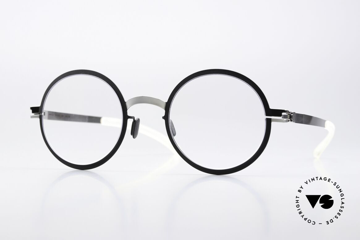 Mykita Bibi Runde Brille Schwarz Silber, Mykita Brille, Modell Bibi, in Größe 49-24, color 052, Passend für Herren und Damen