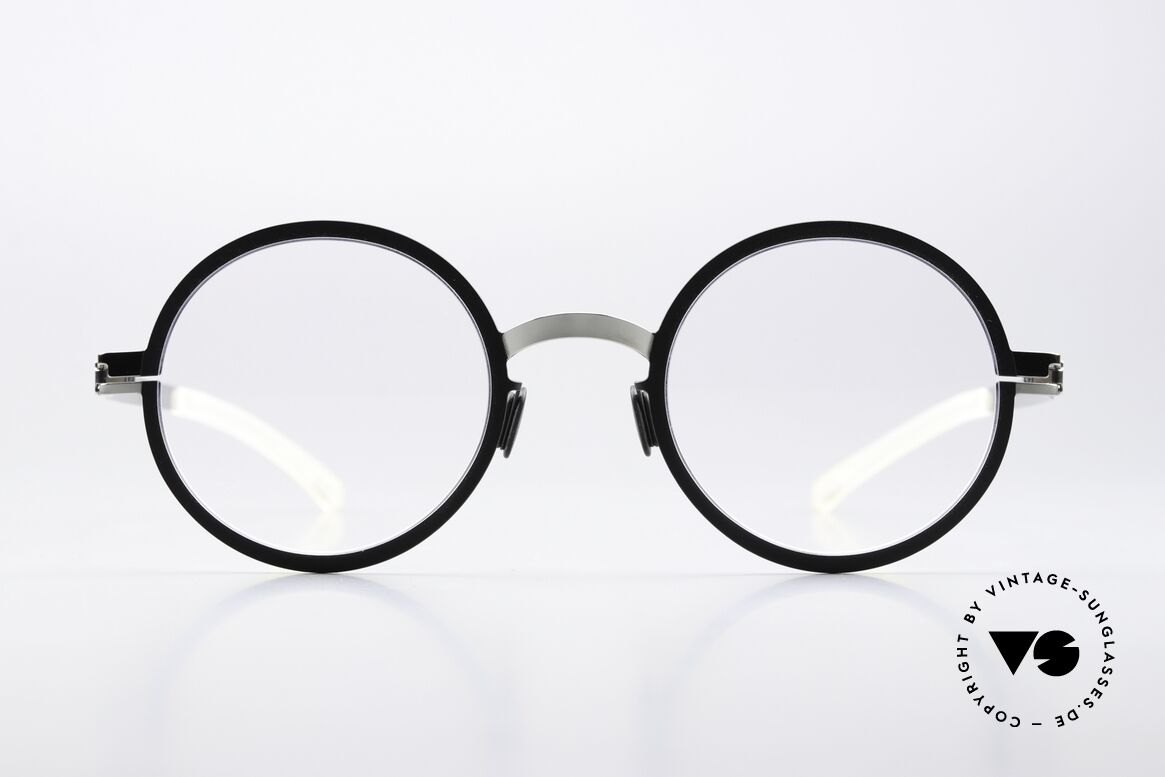 Mykita Bibi Runde Brille Schwarz Silber, runde Brille Decades-Kollektion; 2012-2018 gefertigt, Passend für Herren und Damen