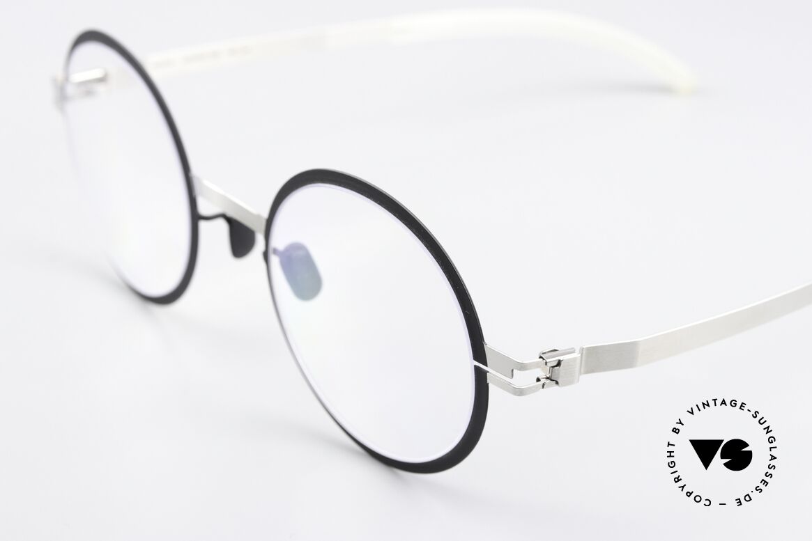Mykita Bibi Runde Brille Schwarz Silber, wohlbekannte Spitzenqualität; handmade in Germany, Passend für Herren und Damen