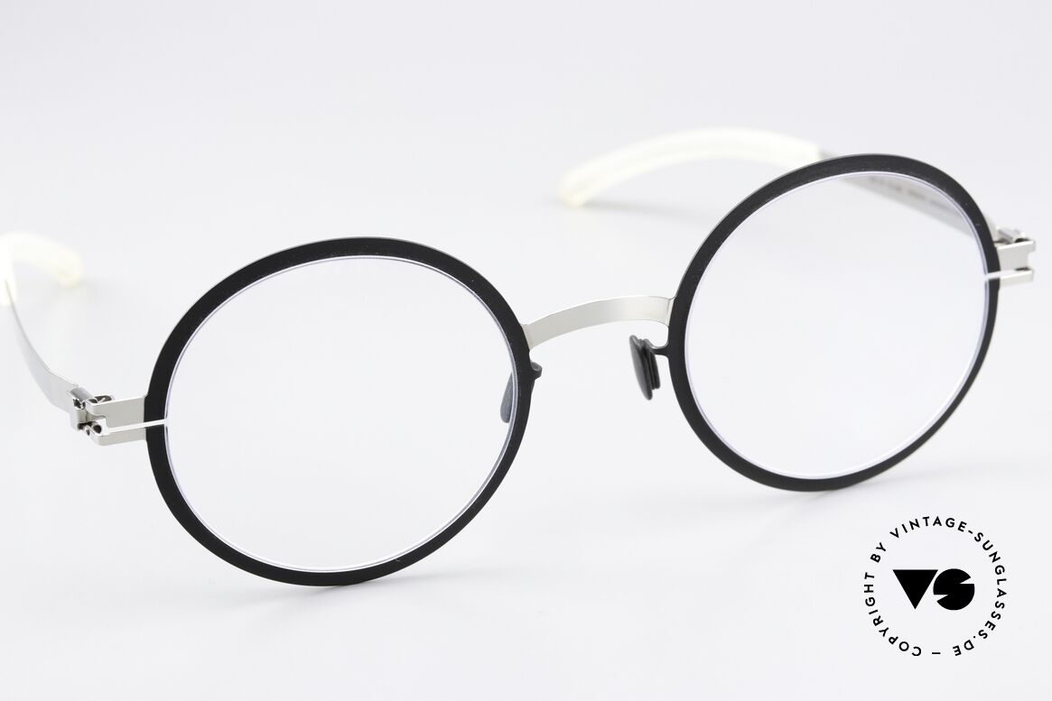 Mykita Bibi Runde Brille Schwarz Silber, ungetragenes Modell mit original Mykita Verpackung, Passend für Herren und Damen