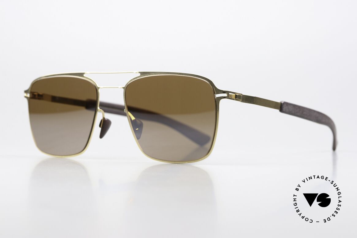 Mykita Mylon Flax Leicht Verspiegelte Gläser, Farbe 244: Gold/Ebony Brown Siennabrown Flash, Passend für Herren