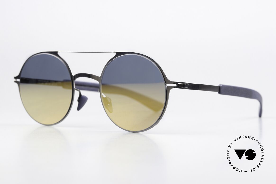 Mykita Mylon Lupine Sonnenbrille Verspiegelt Rund, Shiny Graphite/Navy Blue Pearlygold Flash, Passend für Herren und Damen