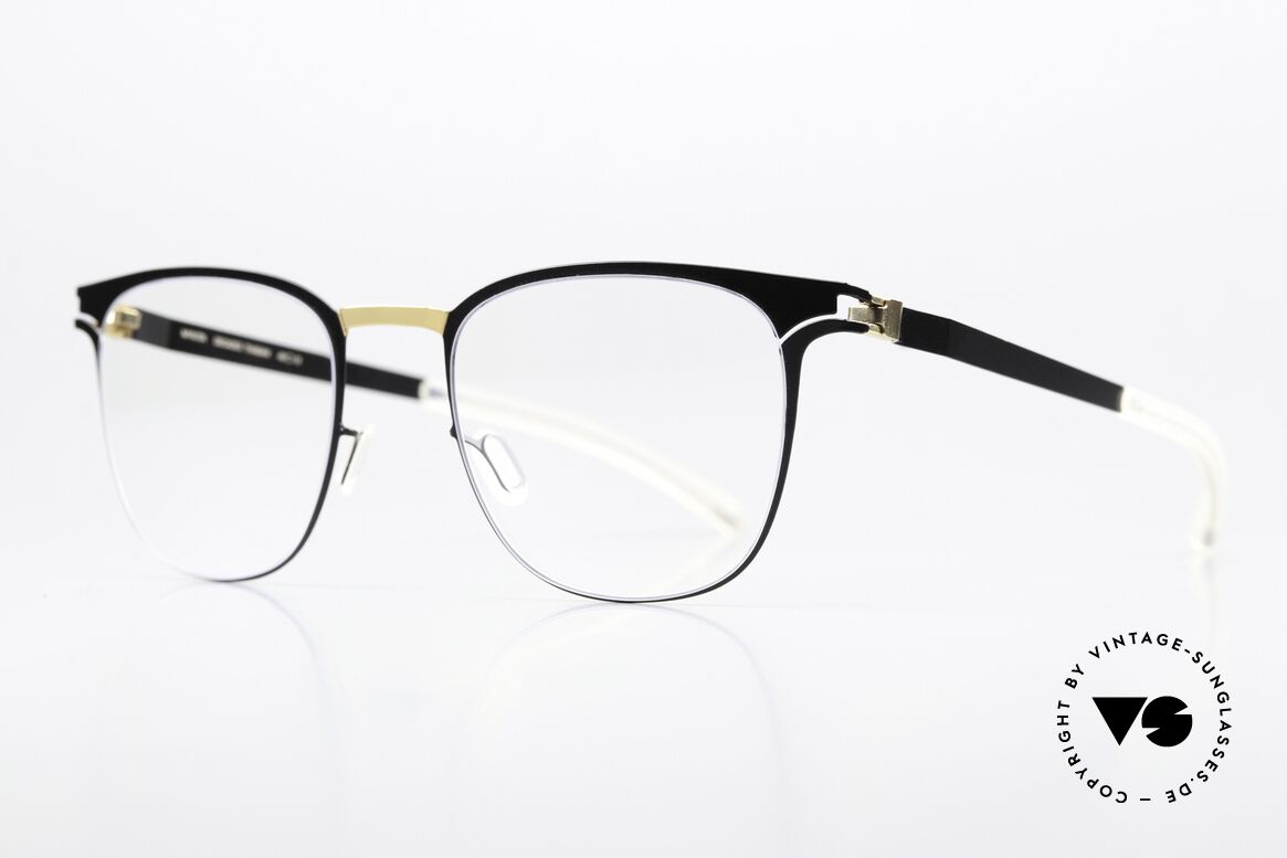 Mykita Thabani Eckige Brille Schwarz Gold, Farbe "Black/Gold": zeitloses Modell, Damen & Herren, Passend für Herren und Damen