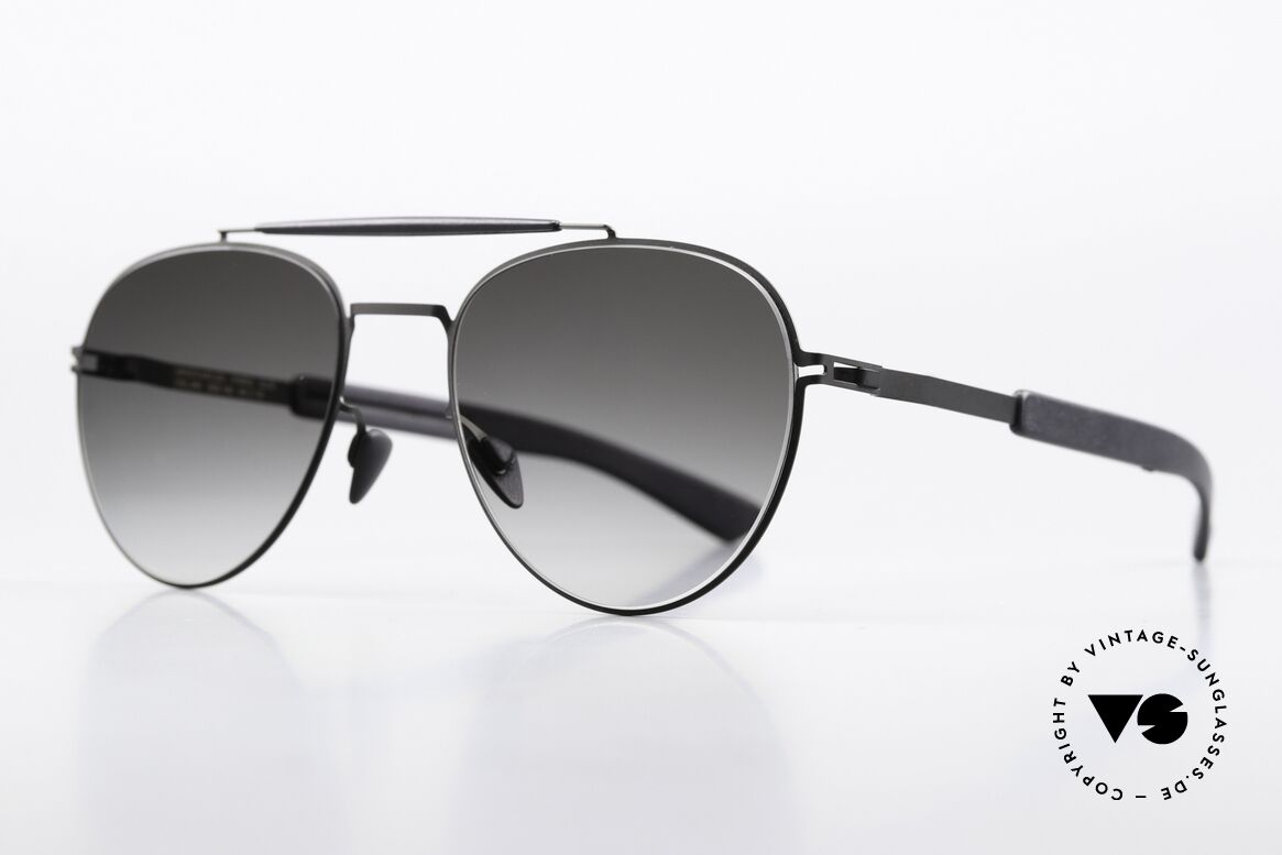 Mykita Mylon Sloe Designer Aviator Sonnenbrille, Farbcode 243: Black/Pitch Black / Grey Gradient, Passend für Herren und Damen